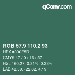 Color code: RGB 57.9 110.2 93 | qconv.com