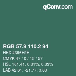 カラーコード: RGB 57.9 110.2 94 | qconv.com