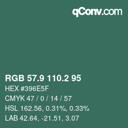 カラーコード: RGB 57.9 110.2 95 | qconv.com