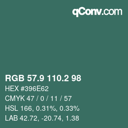 Color code: RGB 57.9 110.2 98 | qconv.com