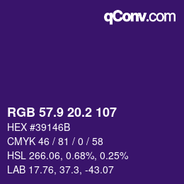 カラーコード: RGB 57.9 20.2 107 | qconv.com