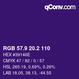 カラーコード: RGB 57.9 20.2 110 | qconv.com