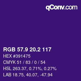 カラーコード: RGB 57.9 20.2 117 | qconv.com