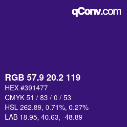 カラーコード: RGB 57.9 20.2 119 | qconv.com