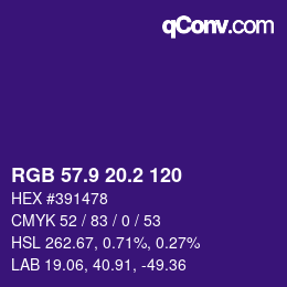 カラーコード: RGB 57.9 20.2 120 | qconv.com