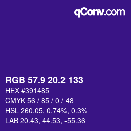 カラーコード: RGB 57.9 20.2 133 | qconv.com