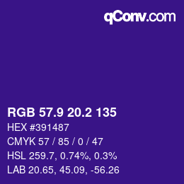 カラーコード: RGB 57.9 20.2 135 | qconv.com