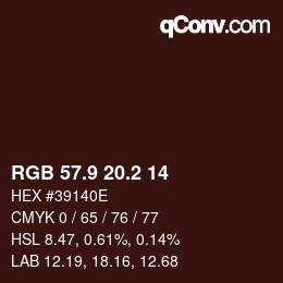 Color code: RGB 57.9 20.2 14 | qconv.com