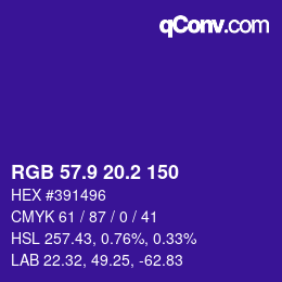 カラーコード: RGB 57.9 20.2 150 | qconv.com