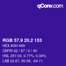 カラーコード: RGB 57.9 20.2 153 | qconv.com