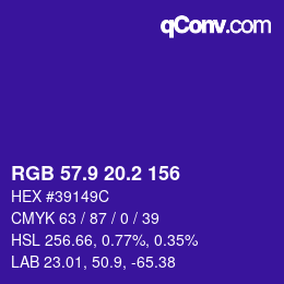 カラーコード: RGB 57.9 20.2 156 | qconv.com