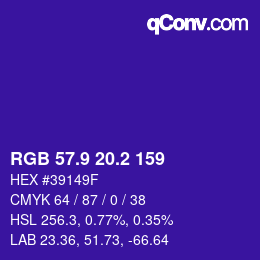 カラーコード: RGB 57.9 20.2 159 | qconv.com