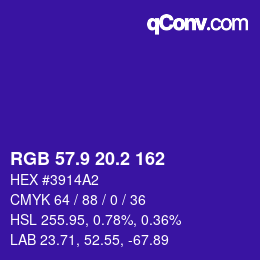 カラーコード: RGB 57.9 20.2 162 | qconv.com