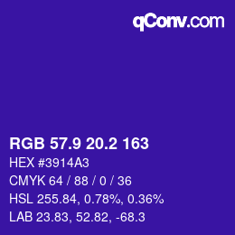 カラーコード: RGB 57.9 20.2 163 | qconv.com