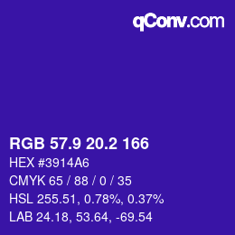 カラーコード: RGB 57.9 20.2 166 | qconv.com