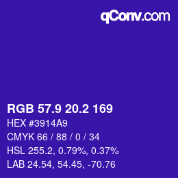 カラーコード: RGB 57.9 20.2 169 | qconv.com