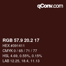 カラーコード: RGB 57.9 20.2 17 | qconv.com
