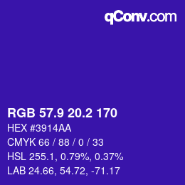 カラーコード: RGB 57.9 20.2 170 | qconv.com