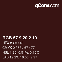 Color code: RGB 57.9 20.2 19 | qconv.com