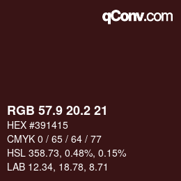 カラーコード: RGB 57.9 20.2 21 | qconv.com