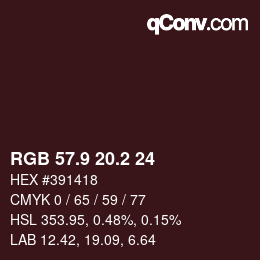 Color code: RGB 57.9 20.2 24 | qconv.com