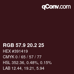 Color code: RGB 57.9 20.2 25 | qconv.com