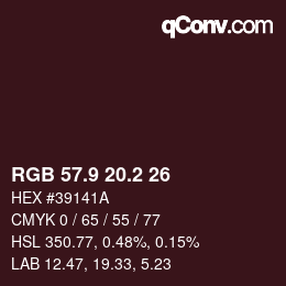カラーコード: RGB 57.9 20.2 26 | qconv.com