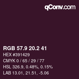 Color code: RGB 57.9 20.2 41 | qconv.com