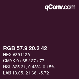 カラーコード: RGB 57.9 20.2 42 | qconv.com