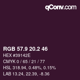 Color code: RGB 57.9 20.2 46 | qconv.com