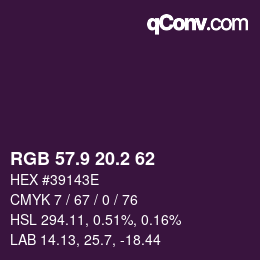 カラーコード: RGB 57.9 20.2 62 | qconv.com