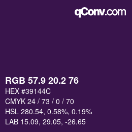 カラーコード: RGB 57.9 20.2 76 | qconv.com