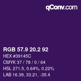 カラーコード: RGB 57.9 20.2 92 | qconv.com