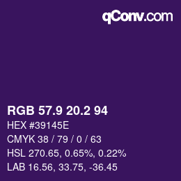 カラーコード: RGB 57.9 20.2 94 | qconv.com