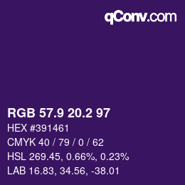 カラーコード: RGB 57.9 20.2 97 | qconv.com