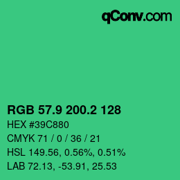カラーコード: RGB 57.9 200.2 128 | qconv.com