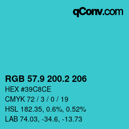 カラーコード: RGB 57.9 200.2 206 | qconv.com