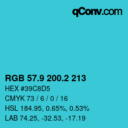 Color code: RGB 57.9 200.2 213 | qconv.com