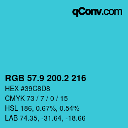 カラーコード: RGB 57.9 200.2 216 | qconv.com