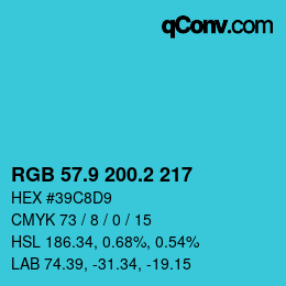 カラーコード: RGB 57.9 200.2 217 | qconv.com