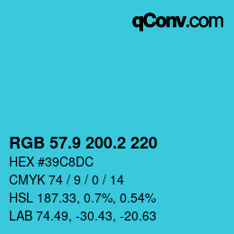 カラーコード: RGB 57.9 200.2 220 | qconv.com