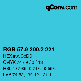 カラーコード: RGB 57.9 200.2 221 | qconv.com