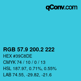 Color code: RGB 57.9 200.2 222 | qconv.com