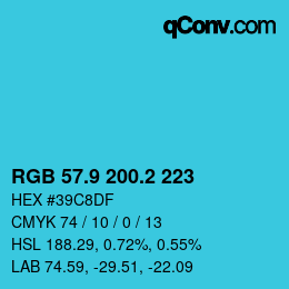 Color code: RGB 57.9 200.2 223 | qconv.com