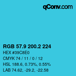 カラーコード: RGB 57.9 200.2 224 | qconv.com