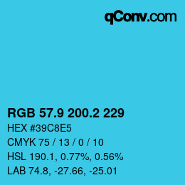 カラーコード: RGB 57.9 200.2 229 | qconv.com