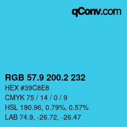 Farbcode: RGB 57.9 200.2 232 | qconv.com
