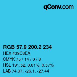 カラーコード: RGB 57.9 200.2 234 | qconv.com
