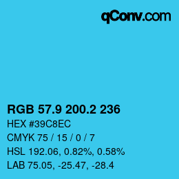 Color code: RGB 57.9 200.2 236 | qconv.com