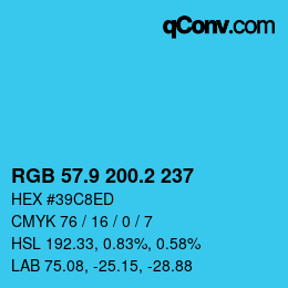 Color code: RGB 57.9 200.2 237 | qconv.com